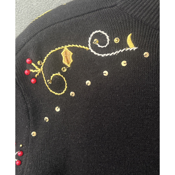 Quacker Factory Cardigan Sweater Full Beaded Zipper Womens 1X Black Sequins - Picture 13 of 13